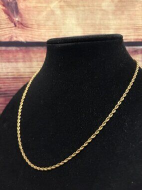 22" 3mm 18K Gold PVD Twisted Rope Chain Necklace NEW